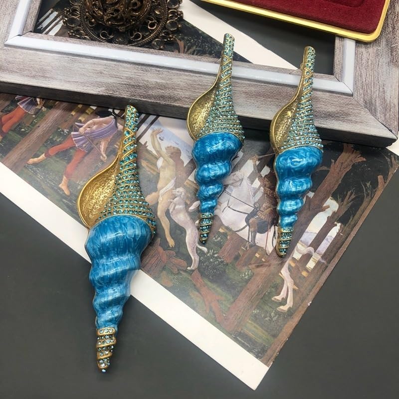 Spilla Vintage A Conchiglia In Smalto E Diamanti(Blue)