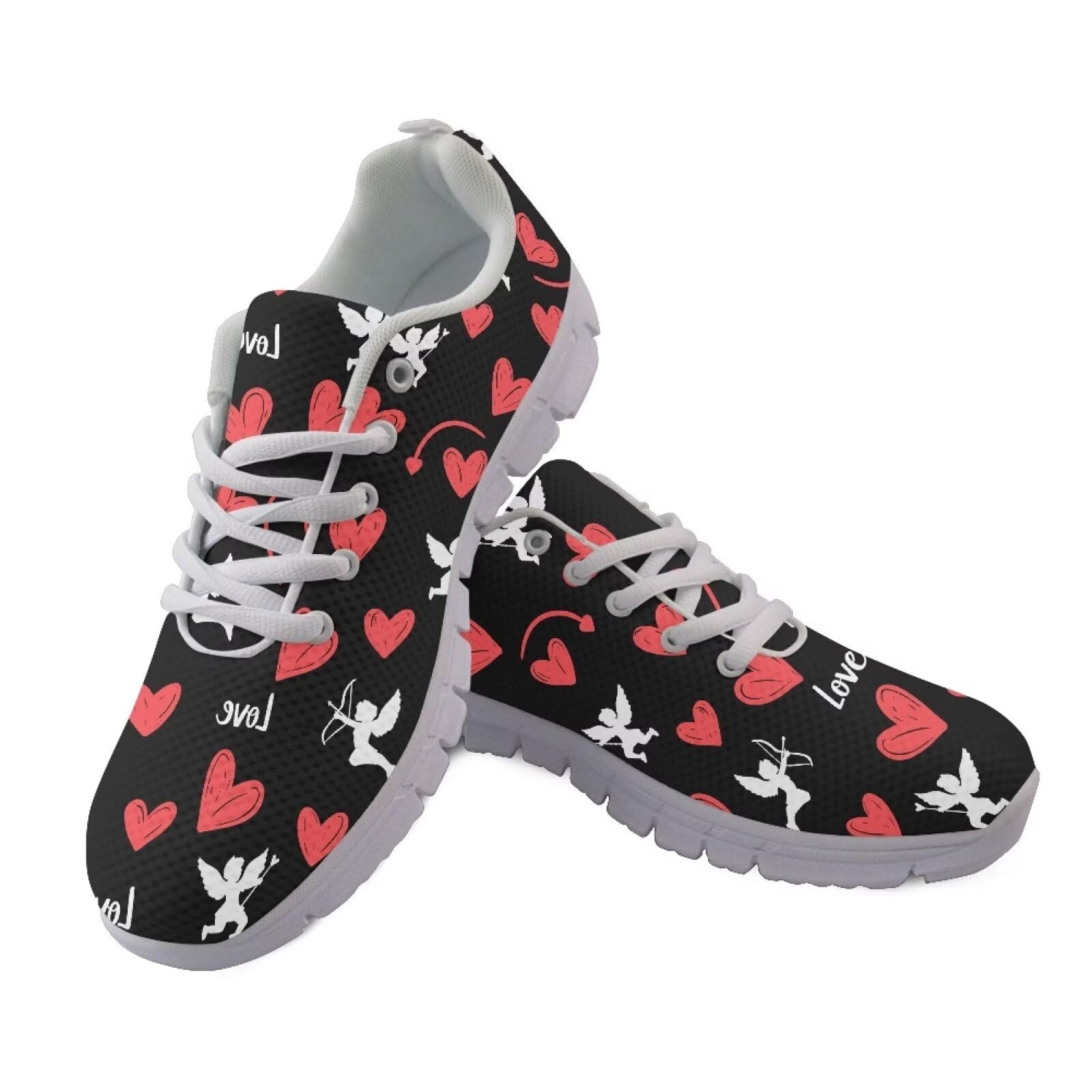 Fuxowvby Cupid Loves Valentine's Day Women's Sneakers Cozy Sport Walking Running Workout Holiday Tennis Sneakers for Women Breathable Lightweight Lace-Up Non-Slip Shoes for Teen Girls White US 11