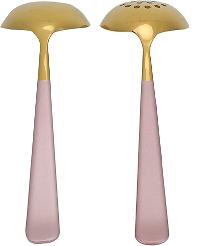Cuchara de acero inoxidable, 2 cucharaditas lindas con 1 cuchara de sopa para postre para sopa (oro rosa)