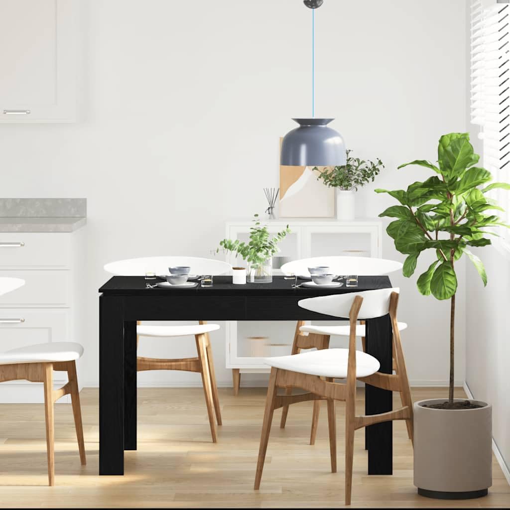 Tavolo Da Pranzo Nero Quercia 120 x 60 x 76 cm, Legno Ingegneria
