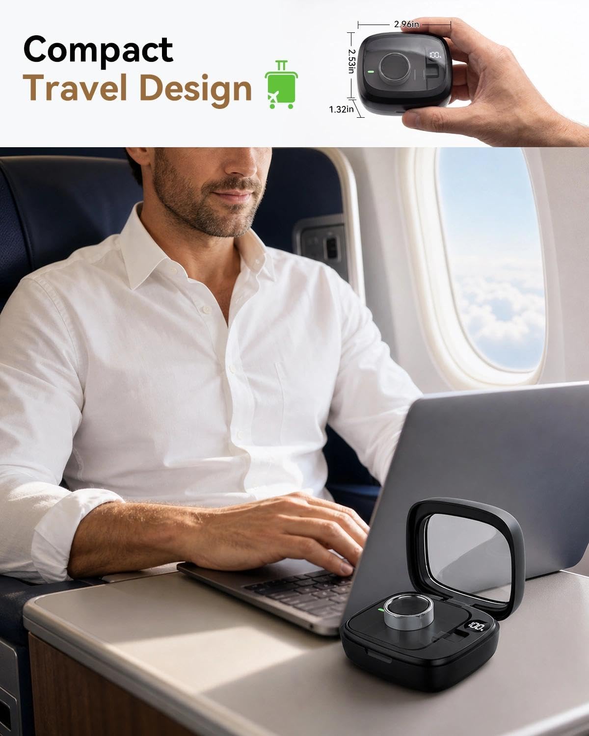 Étui de Charge Portable pour Oura Ring Gen 3/4/5, Batterie Rechargeable 2000mAh avec écran numérique, étui de Voyage, autonomie jusqu'à 60 Jours (Chargeur Original Non Inclus)