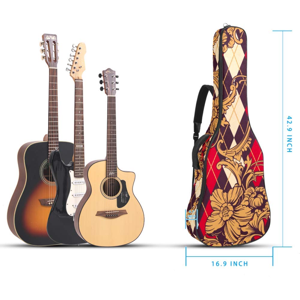 Gitarren-Gigbag, wasserdicht, mit Reißverschluss, weicher Gitarren-Rucksack, Bass-, Akustik- und Konzertgitarren-Tasche, volle Blüte