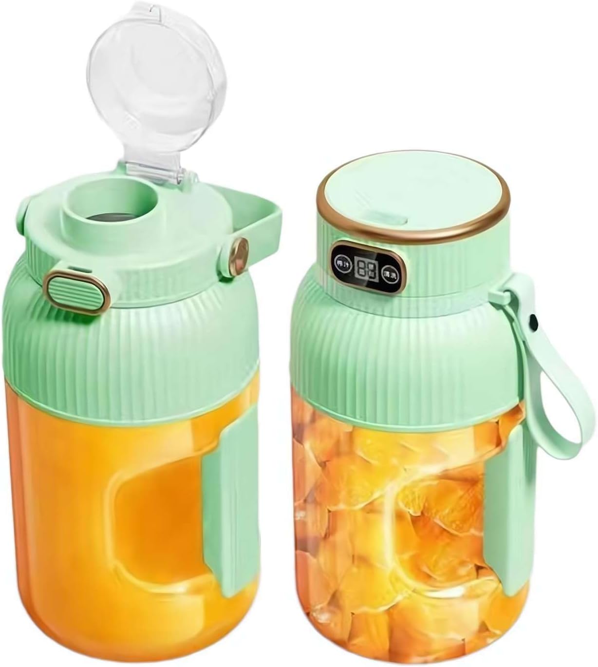 Portable Blender,On the Go Blender,Multifunctional Juicer Cup with Digital Display,Fresh Juice Portable Blender for Smoothies or Shakes,Wireless USB Rechargeable Fruit Blender for Outdoor (Green)