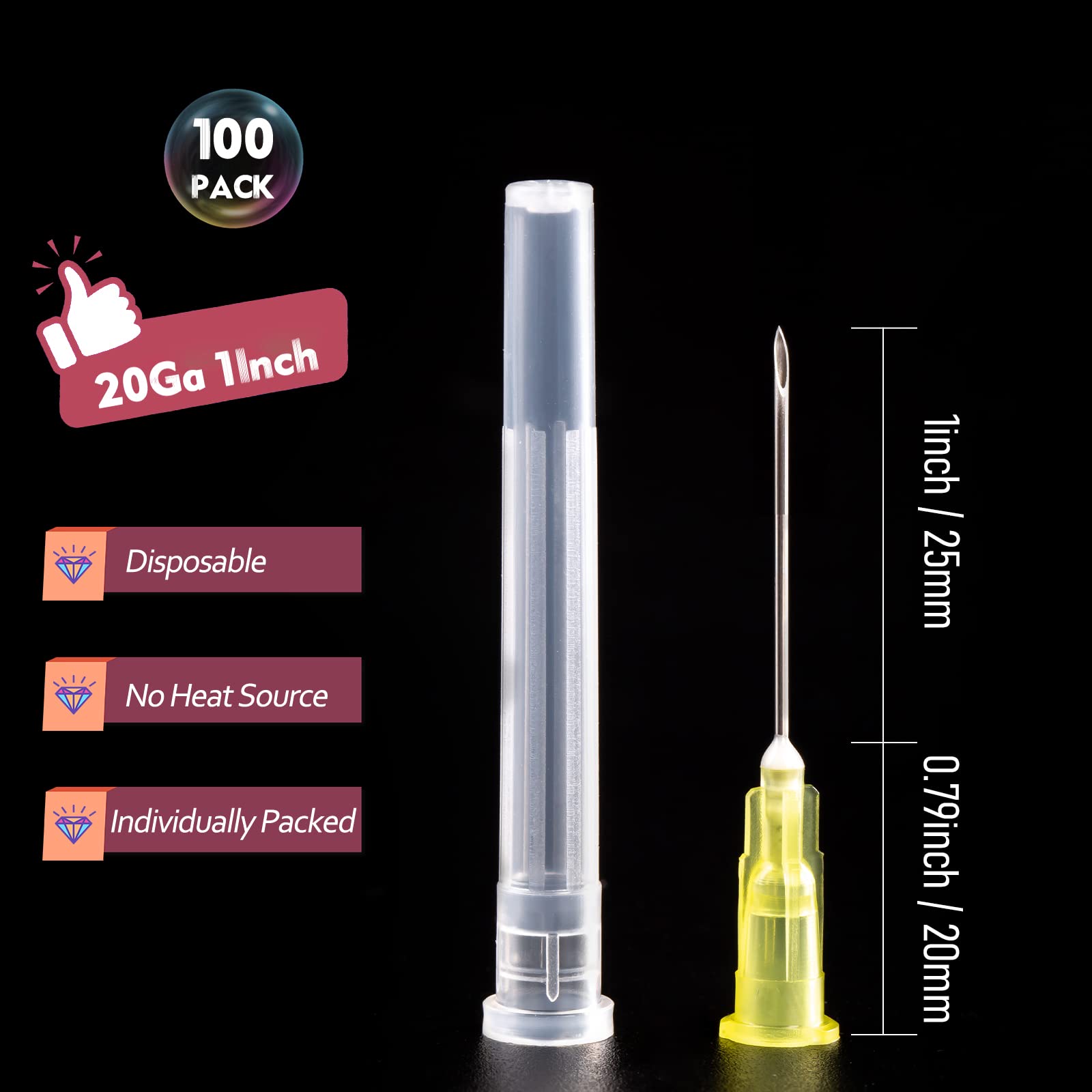 Buy 100 Pack 18Ga 1 Inch Sterile Disposable Injection Needle With Cap For Animal Pet Poultry And Industrial Dispensing Needl Accessories - View #9