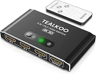 HDMI Switch 3 in 1 out with Remote, Aluminum HDMI Splitter HDMI Switcher Supports 4K 3D 1080p UHD HDR, HDMI2.0 Switch Compatible with PS5/4/3 Laptop DVD Blu-Ray Xbox Roku HDTV Fire Stick