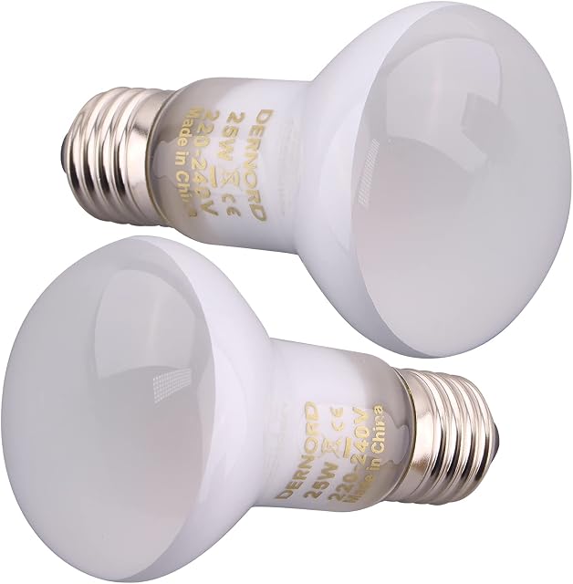 DERNORD Tortoise Heat Lamp Bulb - Reptile Heat Lamp Basking Bulb 25W Vivarium Light Bulb for Bearded Dragon Lizard Leopard Gecko2 Pack