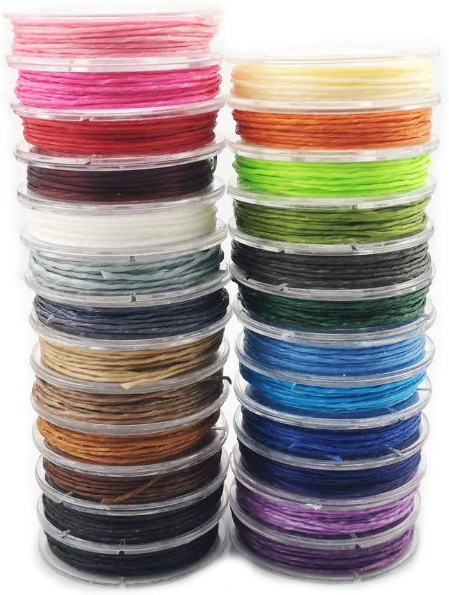 Inspirelle 25-Color Thailand Waxed Polyester Cord Waterproof Heavy Wax Coating Thread Jewelry Making Beading Crafting Heavy Waxed String， 5M Each Color