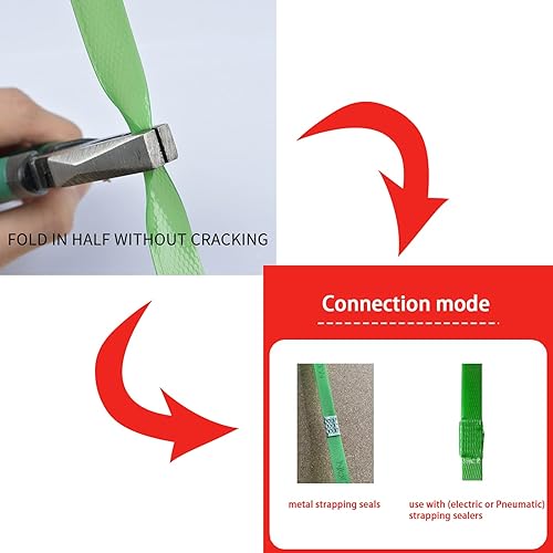 Miniatura 6 de 58 "x.034 x1000ft poliéster (PET) Rollo de flejado de embalaje de paletas de embalaje de plástico de bandas de polietileno Verde 1450lbs Resistencia