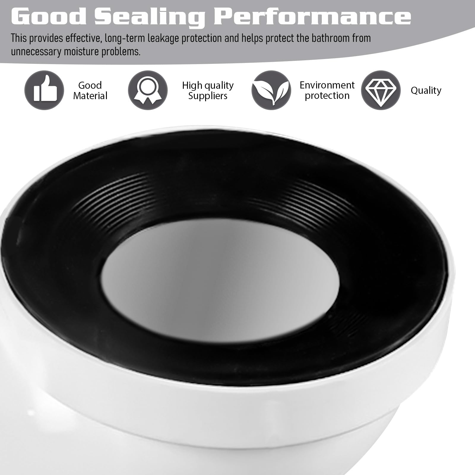 Raccordo di collegamento per WC, 100 mm, connettore per WC, tubo di collegamento in plastica, raccordo per WC, bocchetta di collegamento per WC, scarico eccentrico dritto