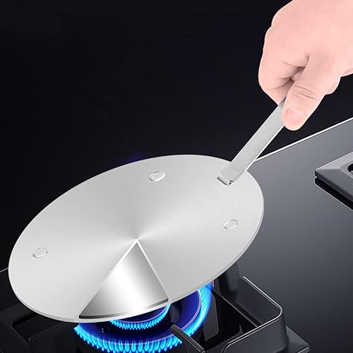 Miniatura 5 de Placa de conducción de calor para estufa de gas, difusor de calor de acero inoxidable, placa adaptadora de inducción con mango extraíble, utensilios