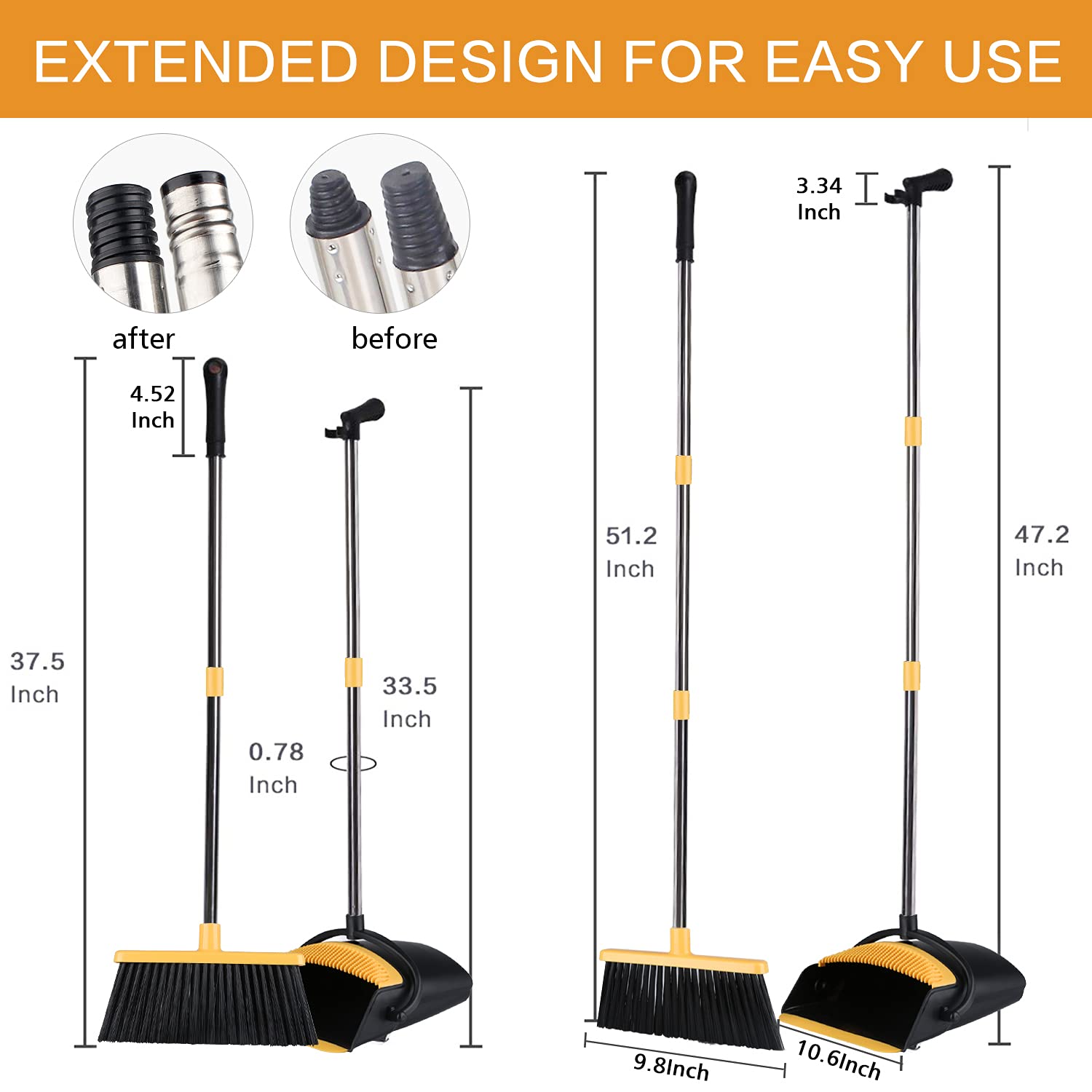 Buy Broom and Dustpan Set for Home, Tiumso Dust Pan and Broom Comb ...