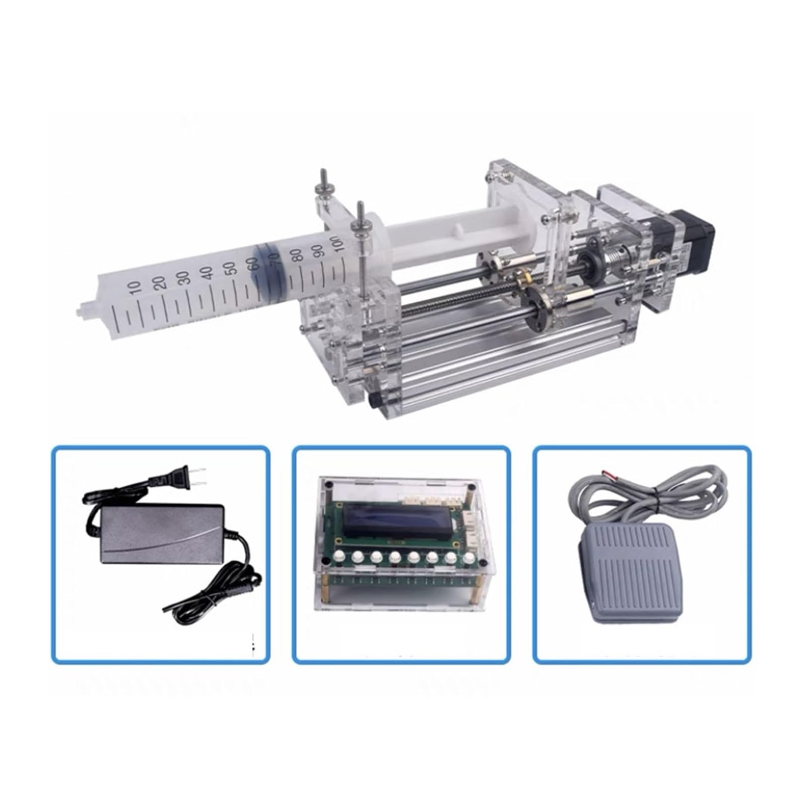 Bomba de jeringa micro laboratorio 1-150 ml, bomba inyección eléctrica precisión escritorio, propulsión, dispensador pegamento líquido, CC 12 V Para uso de bricolaje(B)