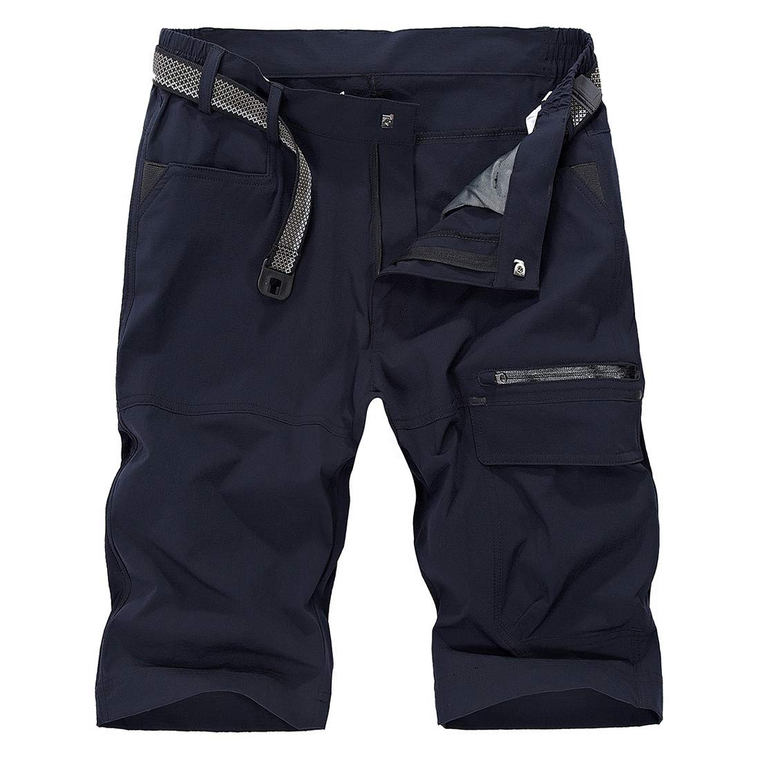 Mens Quick Dry Cargo Shorts Water Resistant Multi-Pockets Outdoor Walking Shorts Durable Fabric