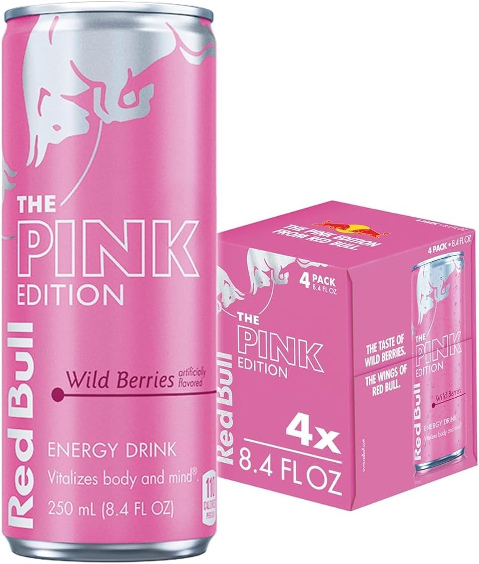 Red_Bull Pink Edition Wild Berries Energy Drink, 8.4 fl oz (Pack of 4) – 80mg Caffeine, Taurine & B Vitamins