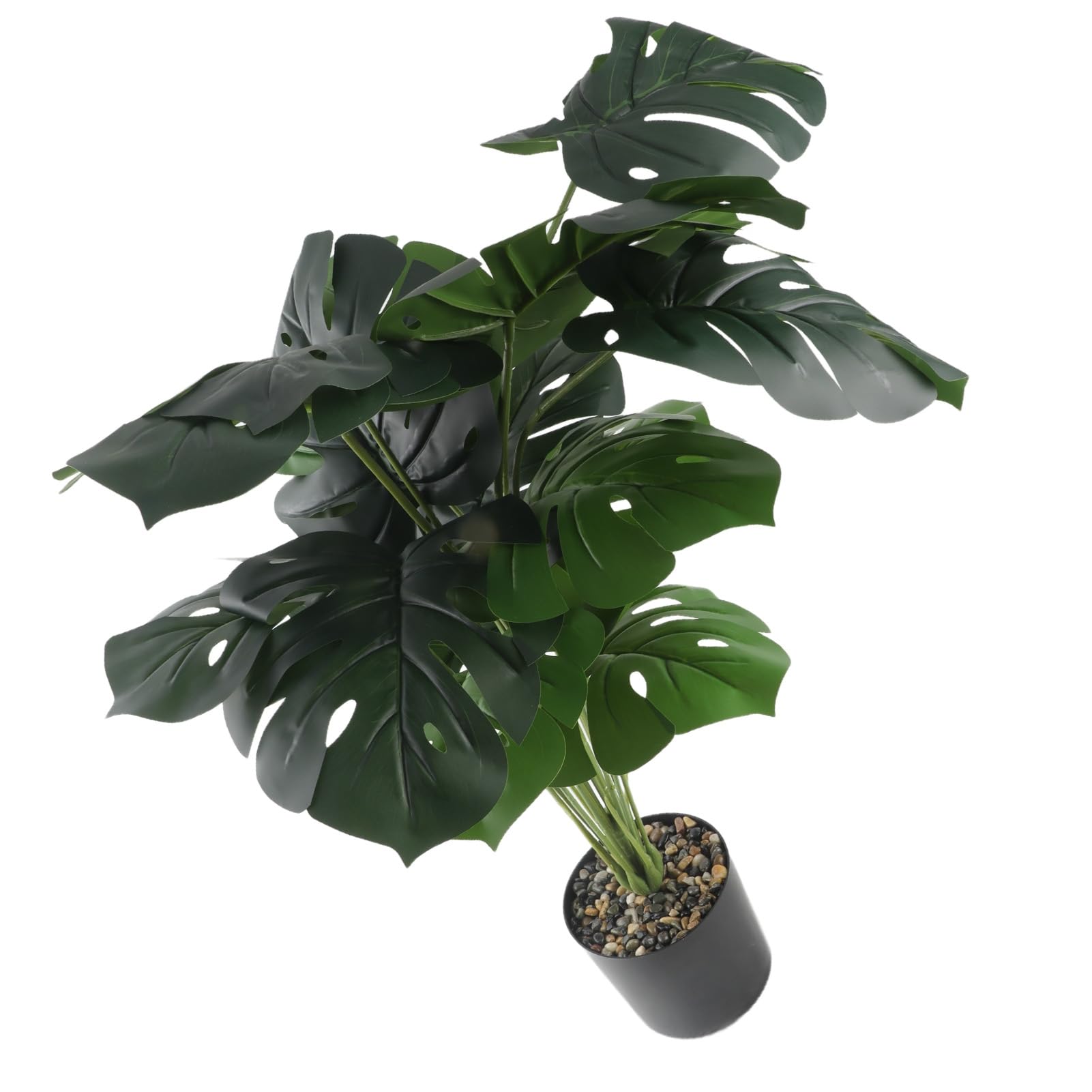 Aramox Sztuczna Roślina Monstera Deliciosa, Plastikowa Sztuczna Roślina Monstera 80 Cm 18 Liści, Niewymagająca Konserwacji Doniczkowa do Wnętrz na Zewnątrz Biuro w Domu Wystrój Ogrodu