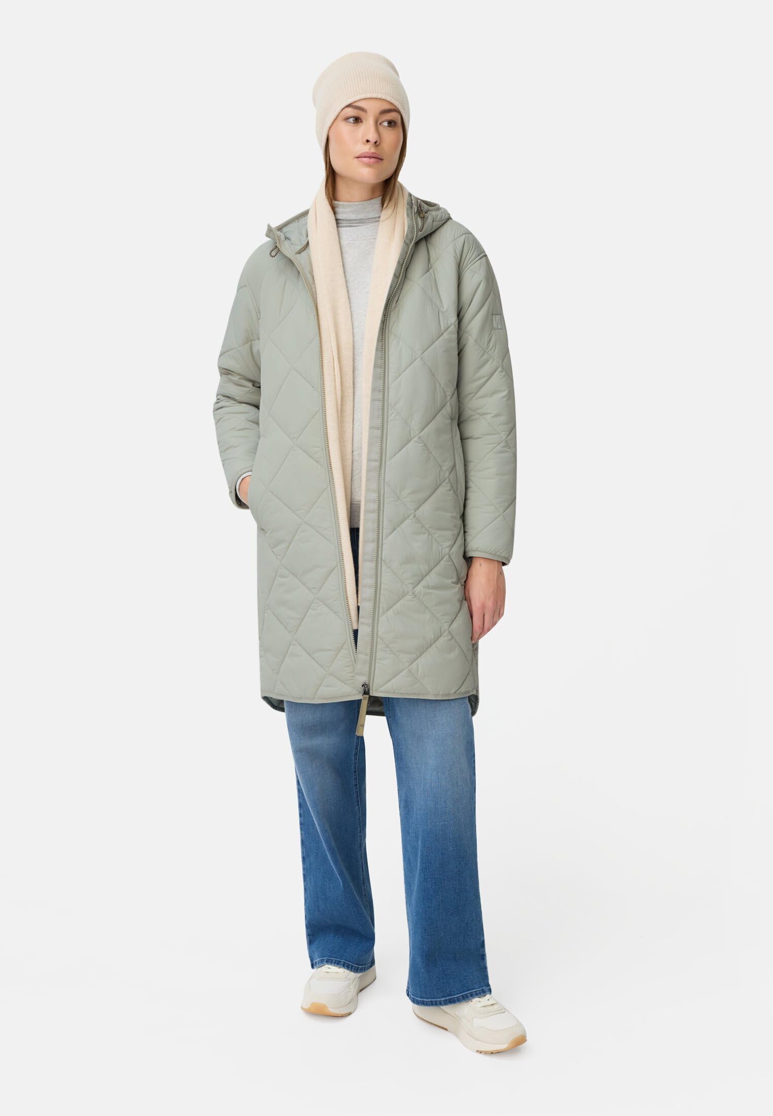 camel active Damen Wasserabweisender Parka mit einem Zwei-Wege Reißverschluss