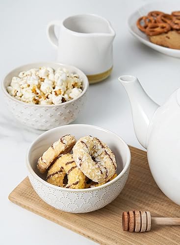 Miniatura 6 de LE TAUCI Small Bowls 12 OZ, Ice Cream Bowl, Ceramic Embossment Stoneware Bowl, Bowls Set for Dessert, Fruits, Side Dishes, Suit For Housewarming