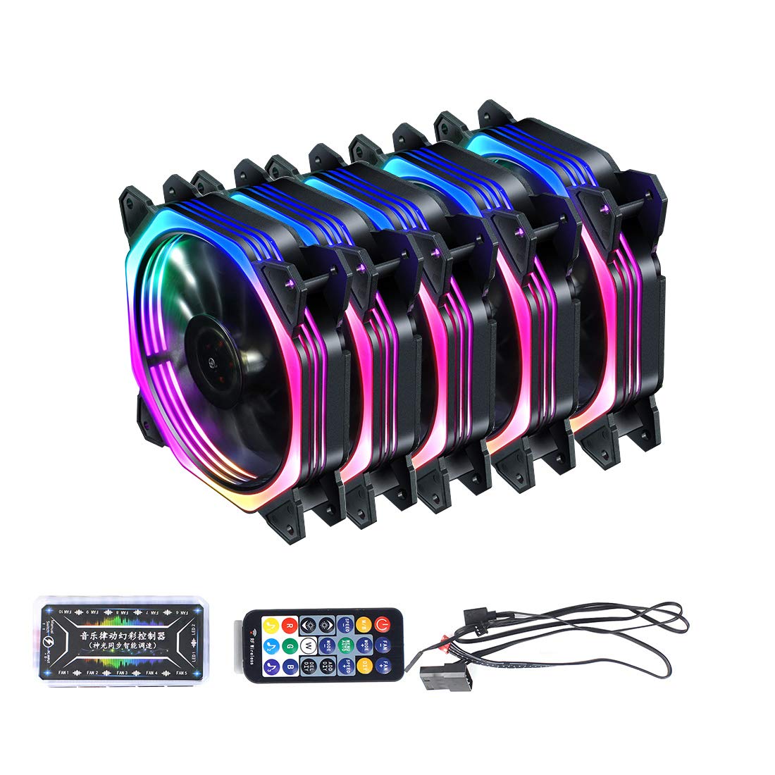 Buy JMT 120mm RGB Color Case Fans 11 Blades Quiet Computer Cooling PC