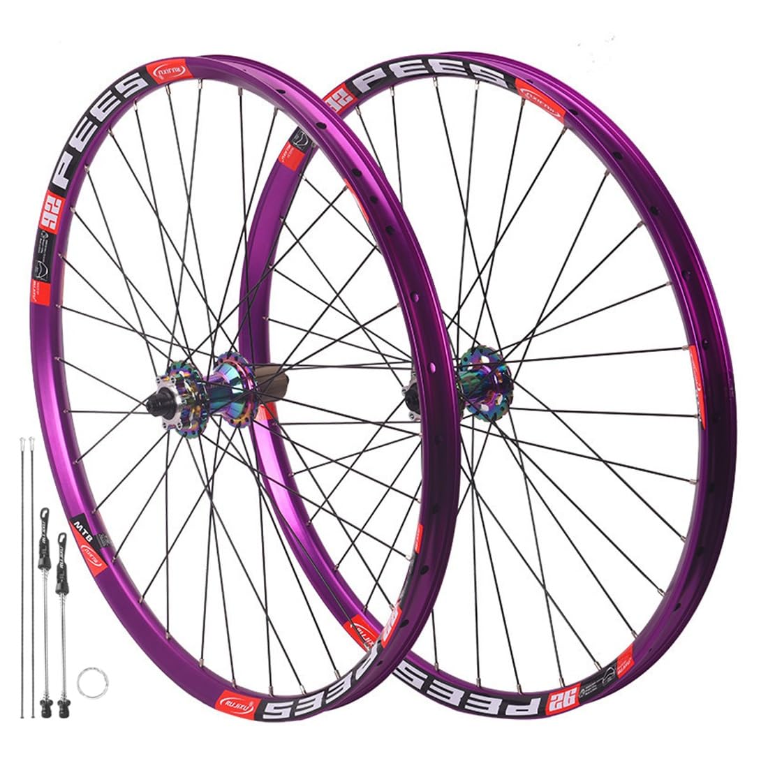 Set di ruote per mountain bike da 26", 27,5" e 29" con freno a disco, sgancio rapido, ruota anteriore e posteriore, cerchio MTB in lega di alluminio a doppio strato 9x100/10x135mm per cassetta HG a 7