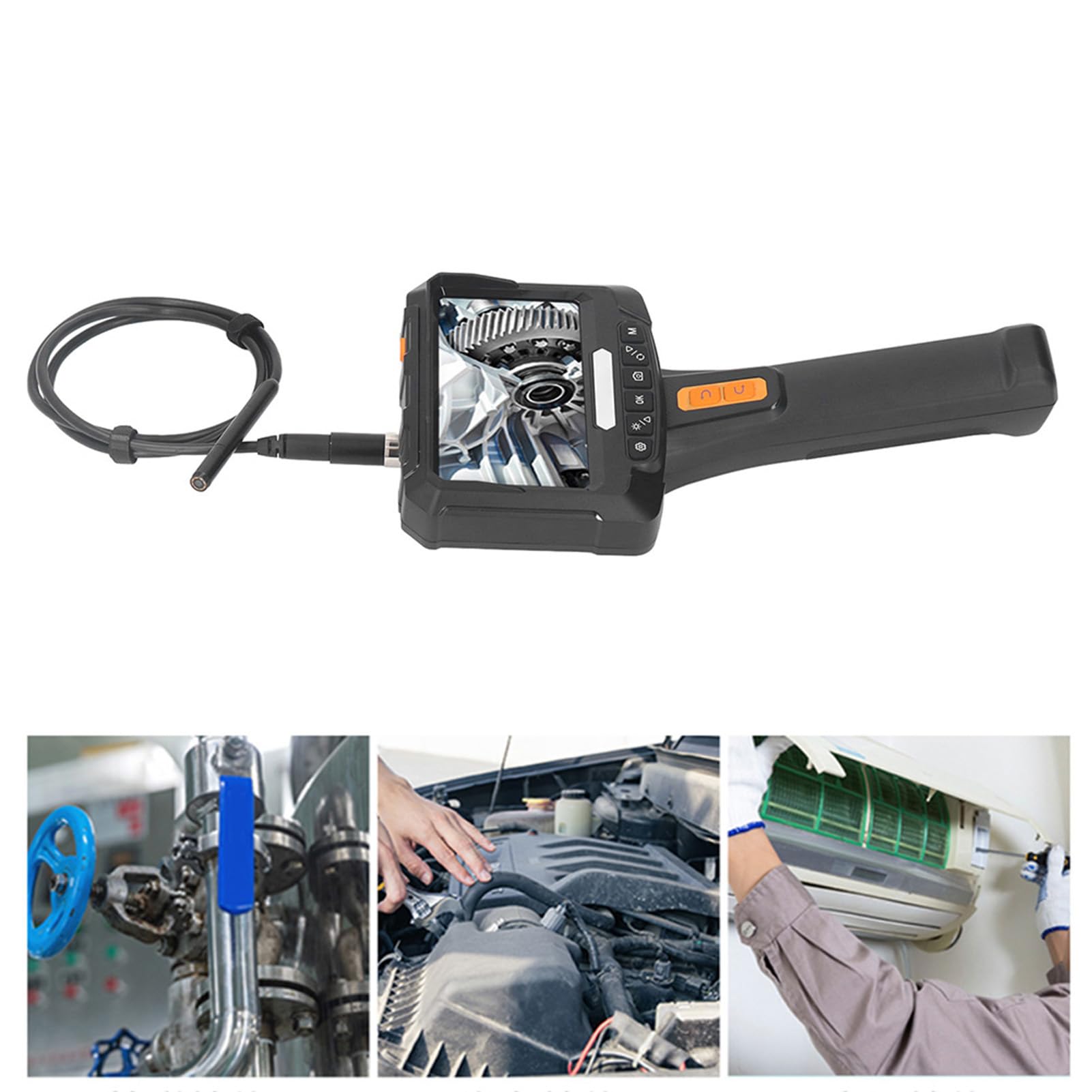 Boroscopio Articulado de Doble Lente, Boroscopio Articulado Portátil Pantalla IPS Profesional de 2MP HD de 5 Pulgadas con Batería de Gran Capacidad de 2000 MAh para Uso