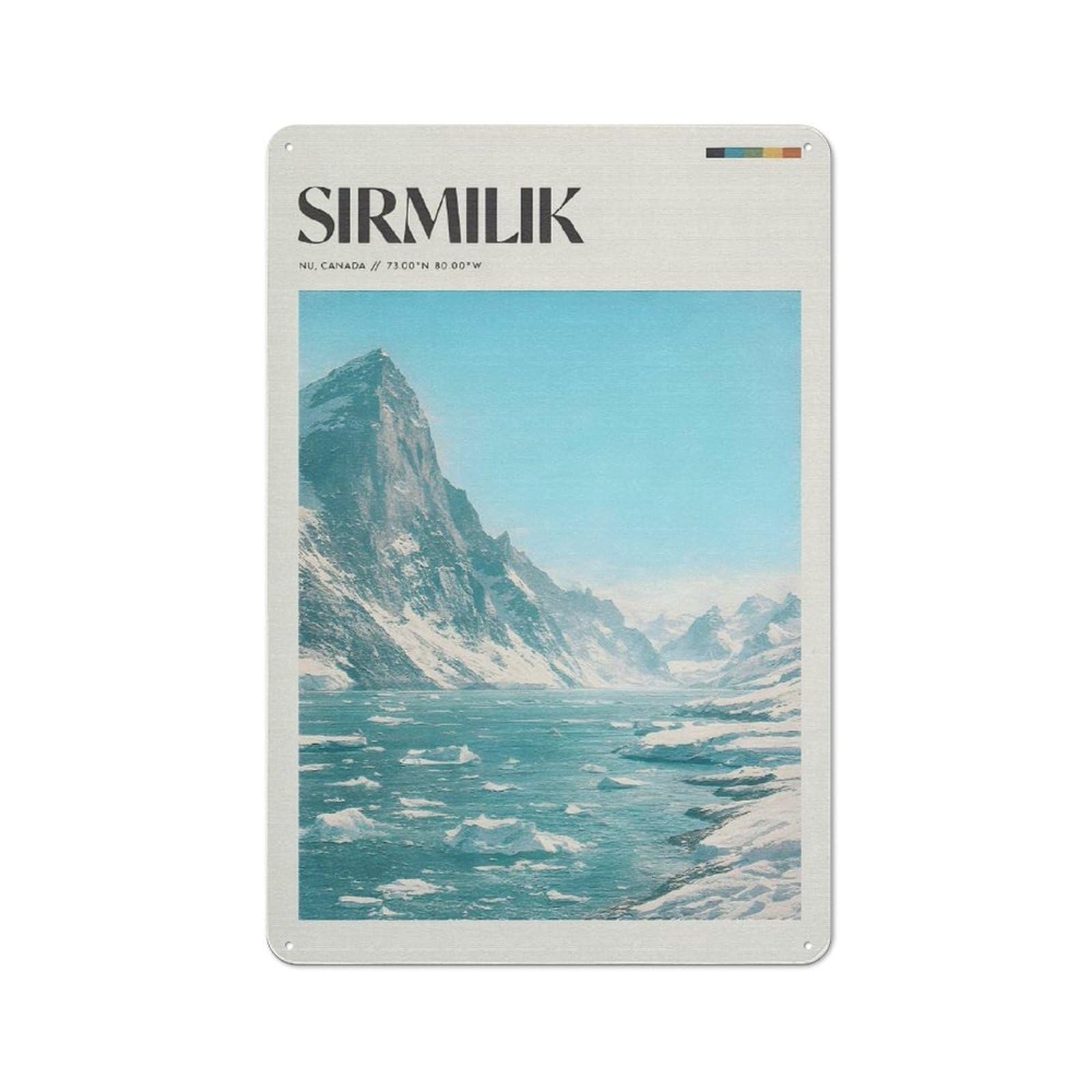 Junmoney Style-16 Tin Wall Plaque 30X20cm With Sirmilik National Park (2) For Guest Room Or Hallway, For Garage, Workshop And Man Cave Decoration