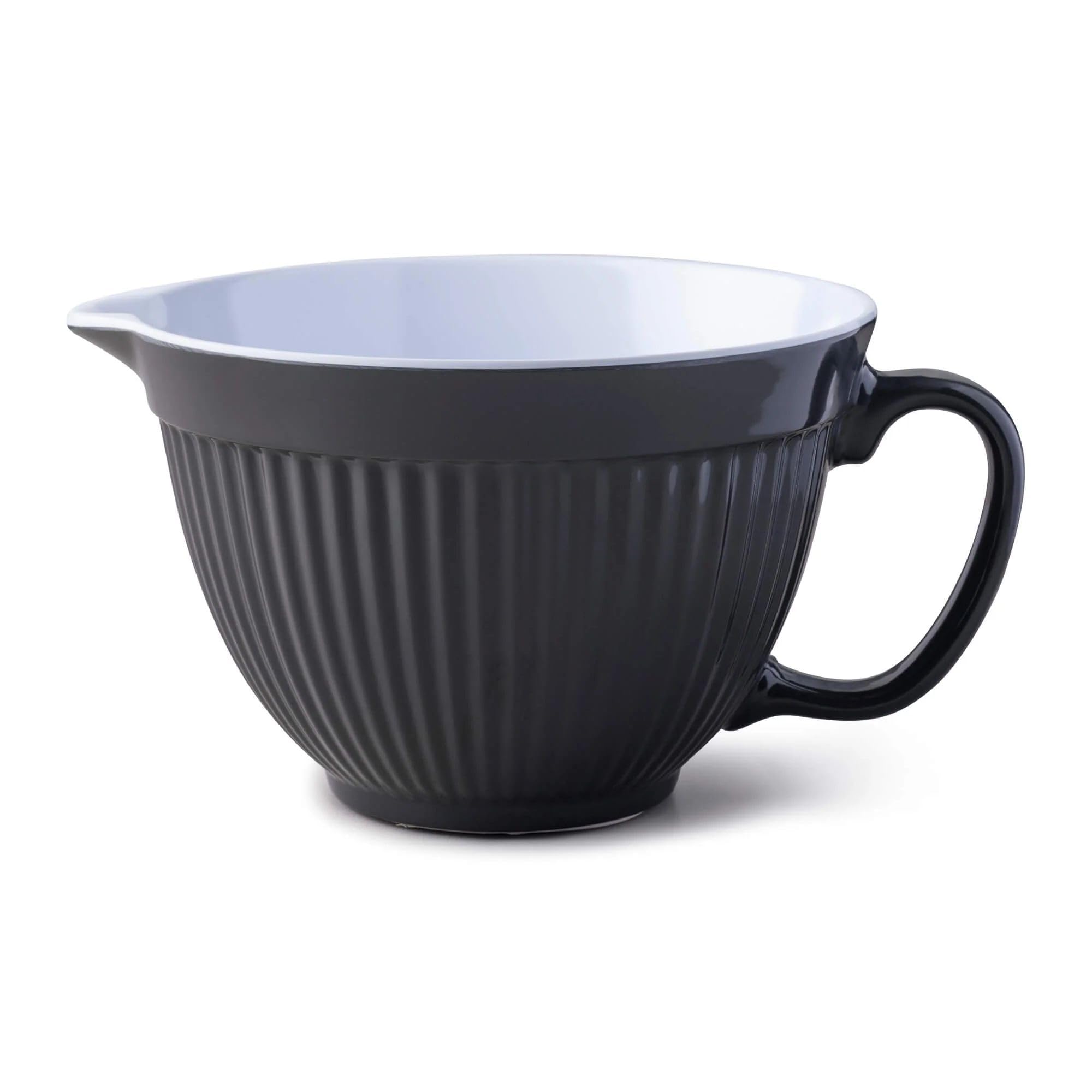 Zeal Mixing Bowl & Batter Jug, Kitchen Mixing Bowl for Baking & Cooking, Easy Pour Spout, Comfortable Handle & Non-Slip Base, Dishwasher Safe Melamine, Dark Grey