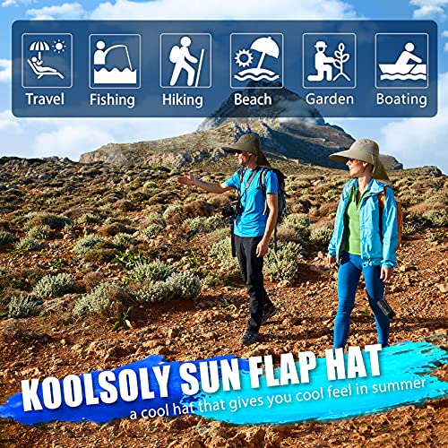 KOOLSOLY Outdoor Sun Hat for Men with 50+ UPF Protection Safari Cap Wide Brim Fishing Hat with Neck Flap, for Dad Dark Gray…