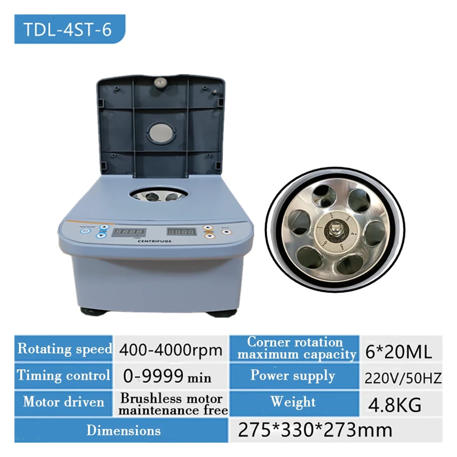Máquina centrifugadora, Centrífuga De Escritorio Laboratorio, Mesa Portátil Baja Velocidad For Máquina Eléctrica Médica | TDL-4S-6
