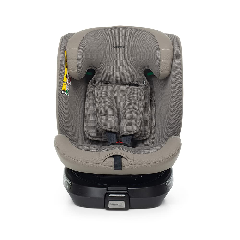 Foppapedretti Seggiolino Auto Iturn I-Size, Seduta Girevole a 360°, per bambini da 40 a 150 cm di altezza, 0-12 anni, conforme ECE R129, Fissaggio Dualfix (Isofix e non), Safe Body Protection, Desert