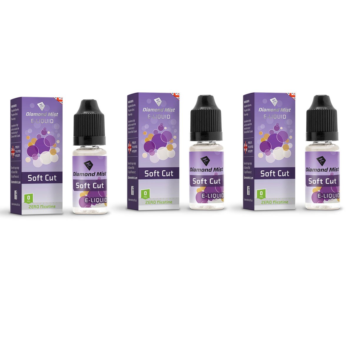 Diamond Mist E-Liquid For E-Cigarette - 3 Pack - No Nicotine (Soft Cut  Tobacco) : Amazon.co.uk: Health & Personal Care