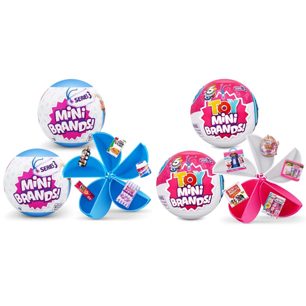 5 SurpriseMini Brands Series 3 Mystery Capsule Real Miniature Collectible Toy (2 Pack) & Toy Mini Brands Series 2 Capsule Collectible Toy, (2 Pack)