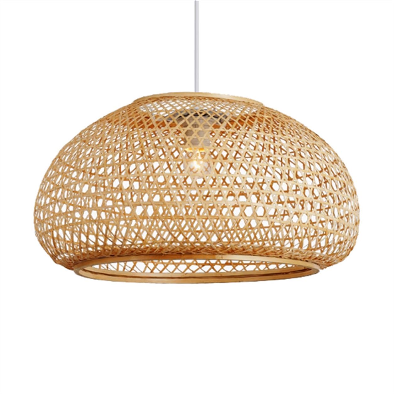 LQZCXMF Tropical Bamboo Cage Chandelier Handmade Wicker Light Fixtures Height Adjustable - Retro Restaurant Ceiling Light Beige Bamboo Basket Wicker Ceiling Light for Living Room, Bedroom, Hallway