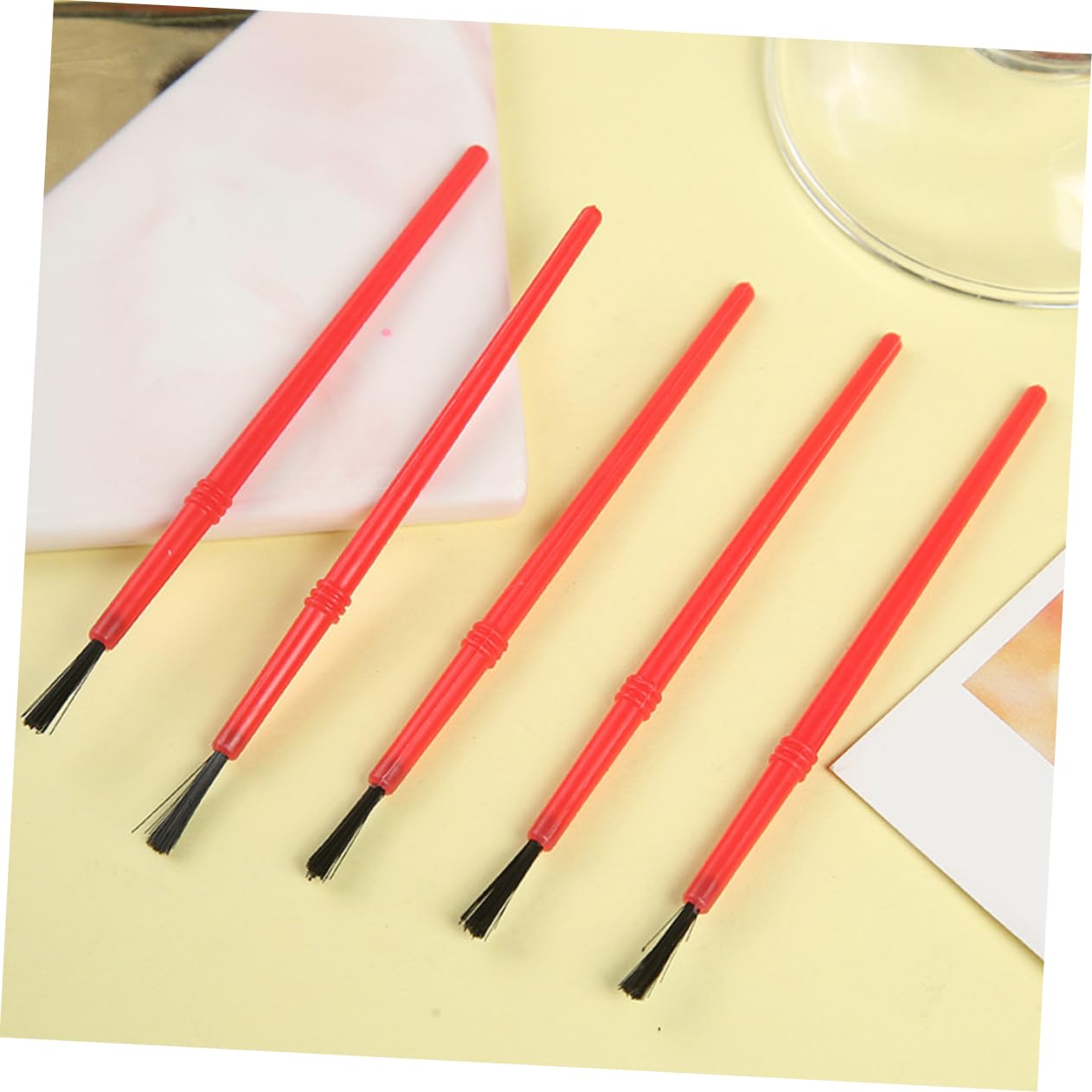 Gadpiparty 5 Set Spazzole Per Arte Pennelli in Miniatura Disegno Pennelli Per Piatto Piccolo Dipinto Pennello Artistico Piccolo Pennello Da Pittura Nylon Rosso 100 Pezzi*5