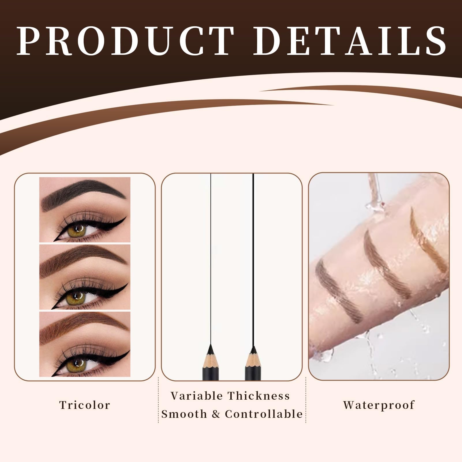Domicubes 9PCS Eyebrow Pencils, Professional Long-lasting Eyebrow Eye Liner Pencil Set, Natural Matte, Hypoallergenic - Image 3