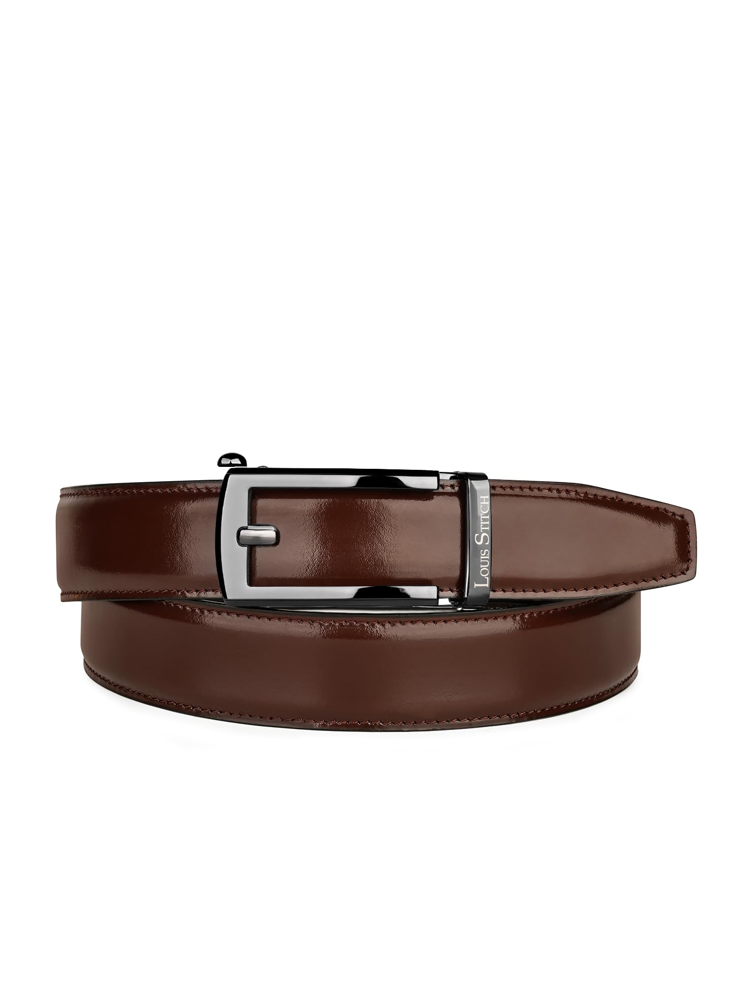 louis stitch Premium VT Leather Men's Auto Lock Belt | No Holes Belts for Men | Leather Belt for Gents (LSBE-SY-ALBB-ALRC)-picture-31