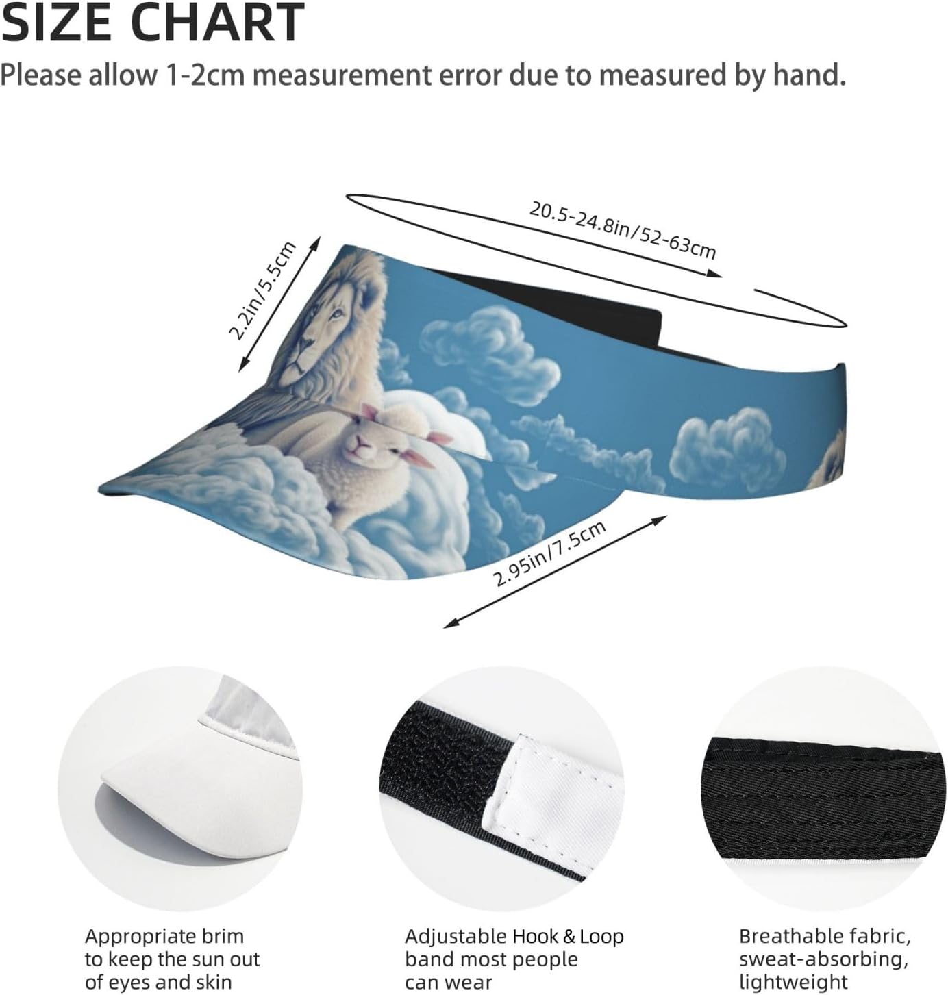 Lamb with A Lion On The Clouds Sun Visor Hats for Women Men Ball Caps Adjustable Empty Top Baseball Cap Sport Sun Hat