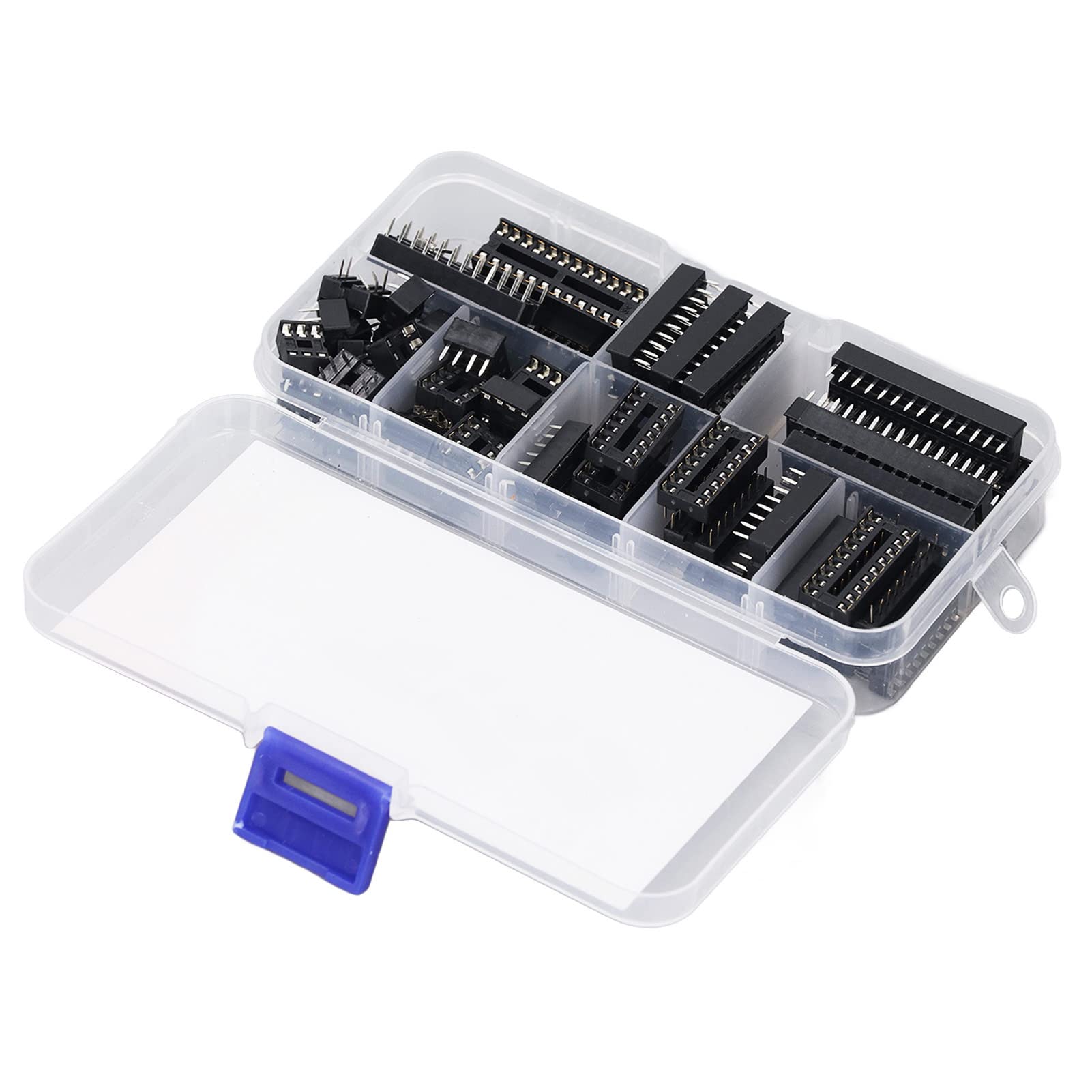 66 szt. DIP IC Chip Socket 6P do 28P Izolacyjne Plastikowe Dwurzędowe Płaskie Piny IC Gniazda Typ Lutowania Zestaw Asortymentowy