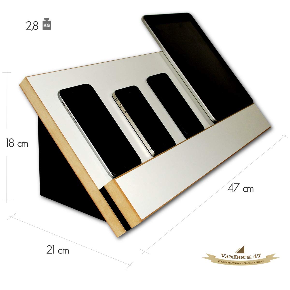Stazione di ricarica multifunzione VanDock 47 (per cellulari e tablet, iPhone, iPad, Samsung Galaxy, e-reader e per altri dispositivi)