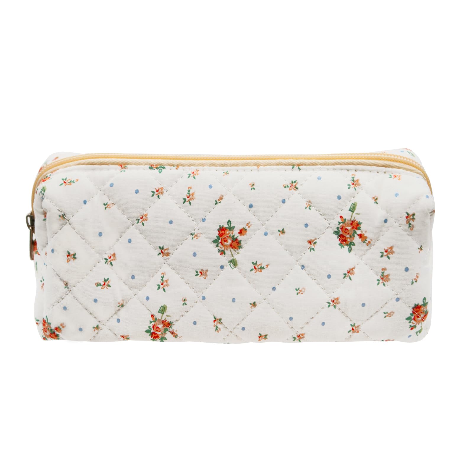 LJCZKA Floral Pencil Case for Girls Women Small Flower Pencil Pouch, Cotton Quilted Makeup Bags for School College Travel