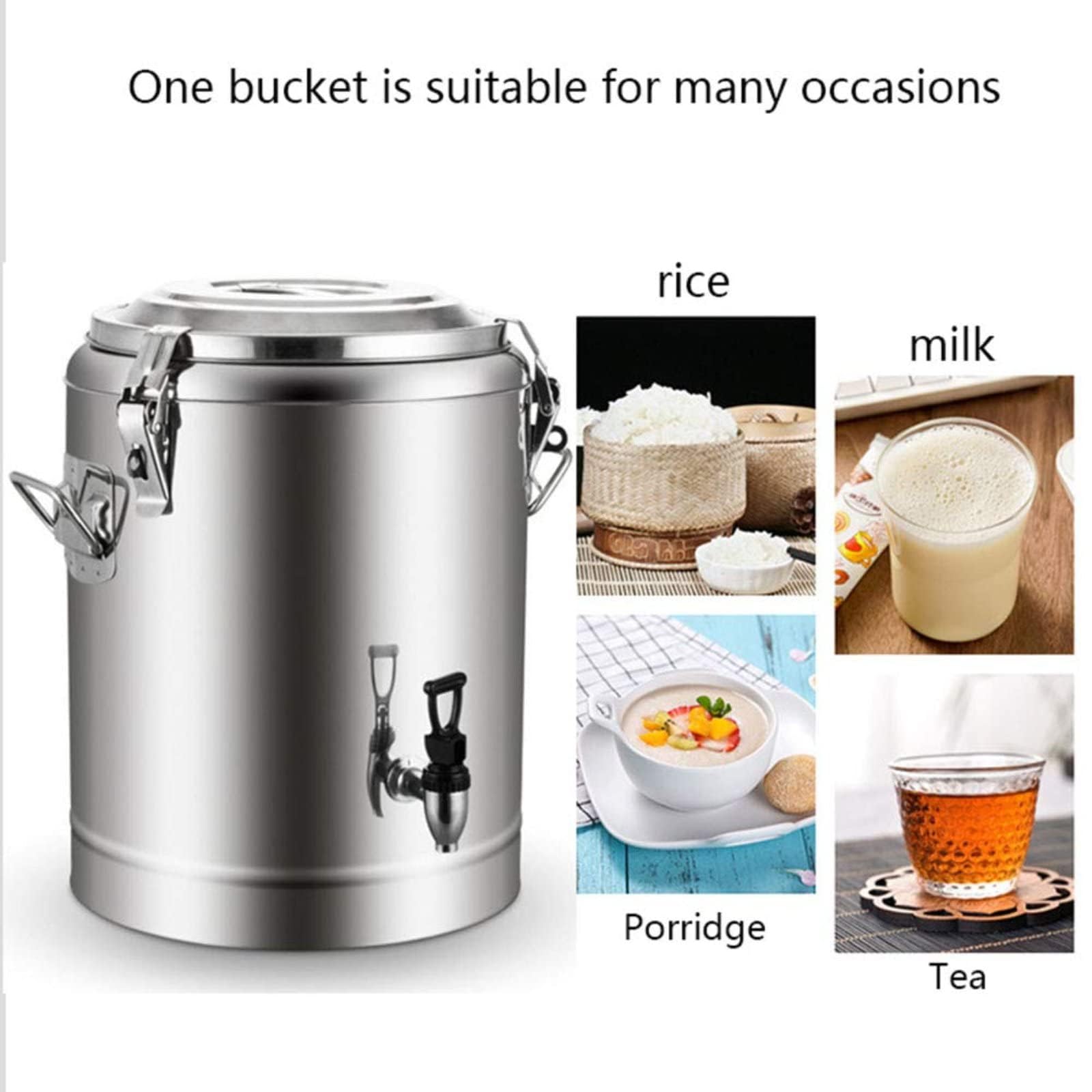 Dispenser per Bevande Isolato in Acciaio Inossidabile, Secchiello per tè al Latte A Doppio Strato, Bollitore per Urna per caffè con Rubinetto,20l