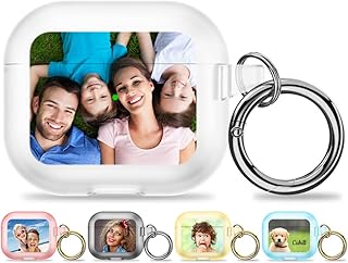 AIPNIS Capa para AirPods 3 com foto personalizada, capa protetora à prova de choque de TPU transparente personalizada, para Airpods 3ª geração 2021, com chaveiro (transparente)