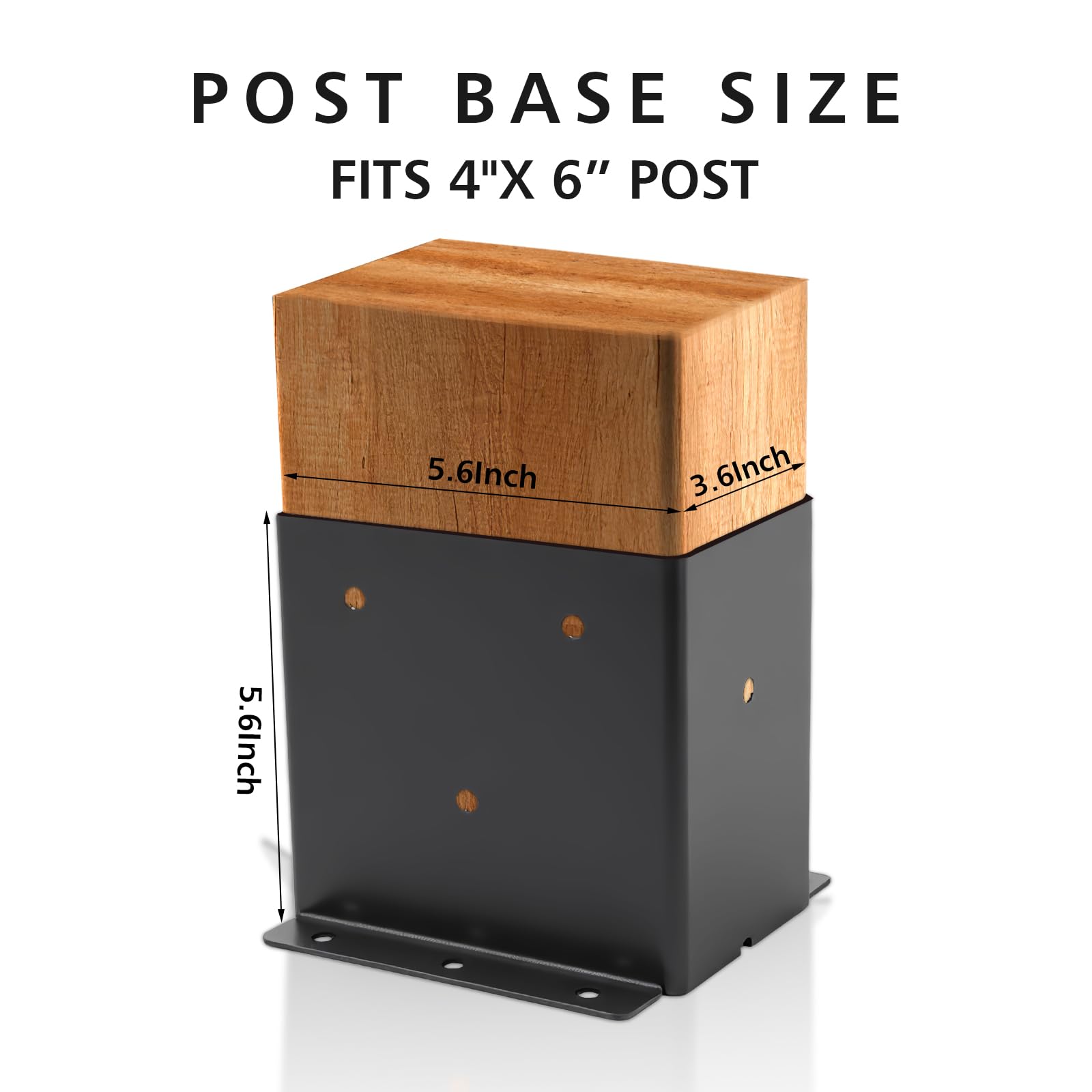 Set di 2 supporti per pali da 10,2 x 15,2 cm, (dimensioni interne 9,1 x 14,2 cm), staffe per pali in metallo nero verniciato a polvere spesso in acciaio verniciato a polvere per esterni per supporto