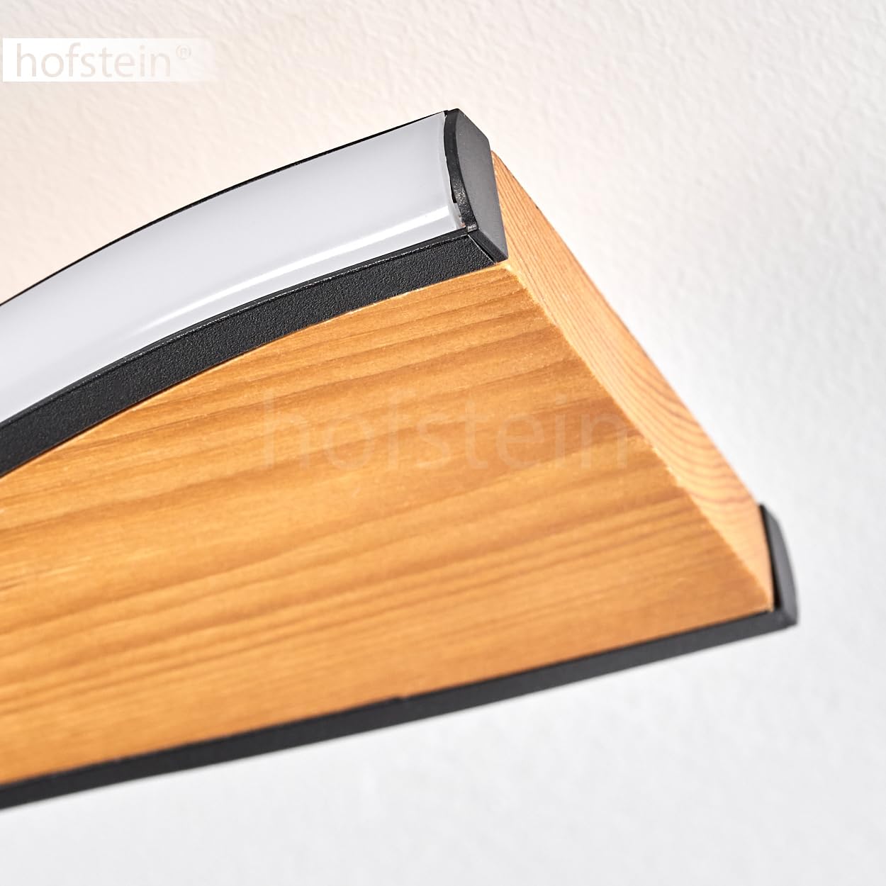 HOFSTEIN LED Deckenleuchte Malling, dimmbare Deckenlampe aus Metall/Holz/Kunststoff in Schwarz/Natur/Weiß, Leuchte im modernen Design, 40 Watt, 2100 Lumen, 3000 Kelvin, dimmbar über Lichtschalter