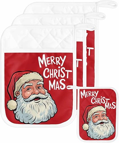 Miniatura 40 de Juego de 2 agarraderas de tela de toalla antideslizantes y con aislamiento térmico con bolsillo, guantes gruesos para horno, posavasos para hornear