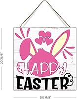 Vista 6 de Letrero decorativo de pared con texto en inglés «Happy Easter» con citas de Pascua, letrero para colgar en la pared con texto en inglés «Happy