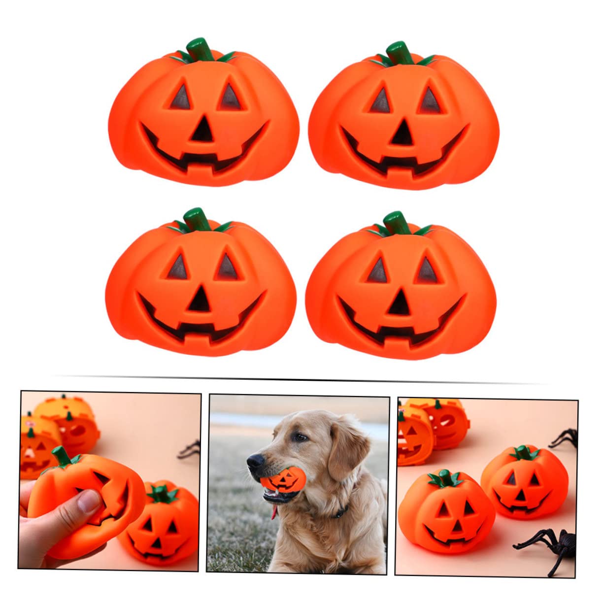 WOONEKY 12stücke Halloween Kürbis Quietschspielzeug Für Kleine Hunde Langlebige Interaktive Spielzeuge Zahnpflege Und Möbel Schutz Für Haustiere Halloween-