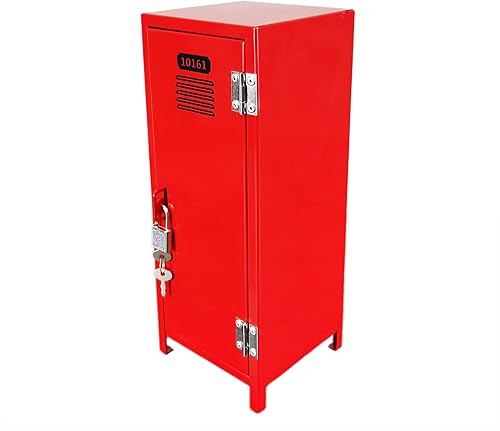 Fixturedisplays® Mini casillero de metal con llave y cerradura roja 4.2 X 4.2 X 11 ", ideal para caja del tesoro de los niños 10161-2D