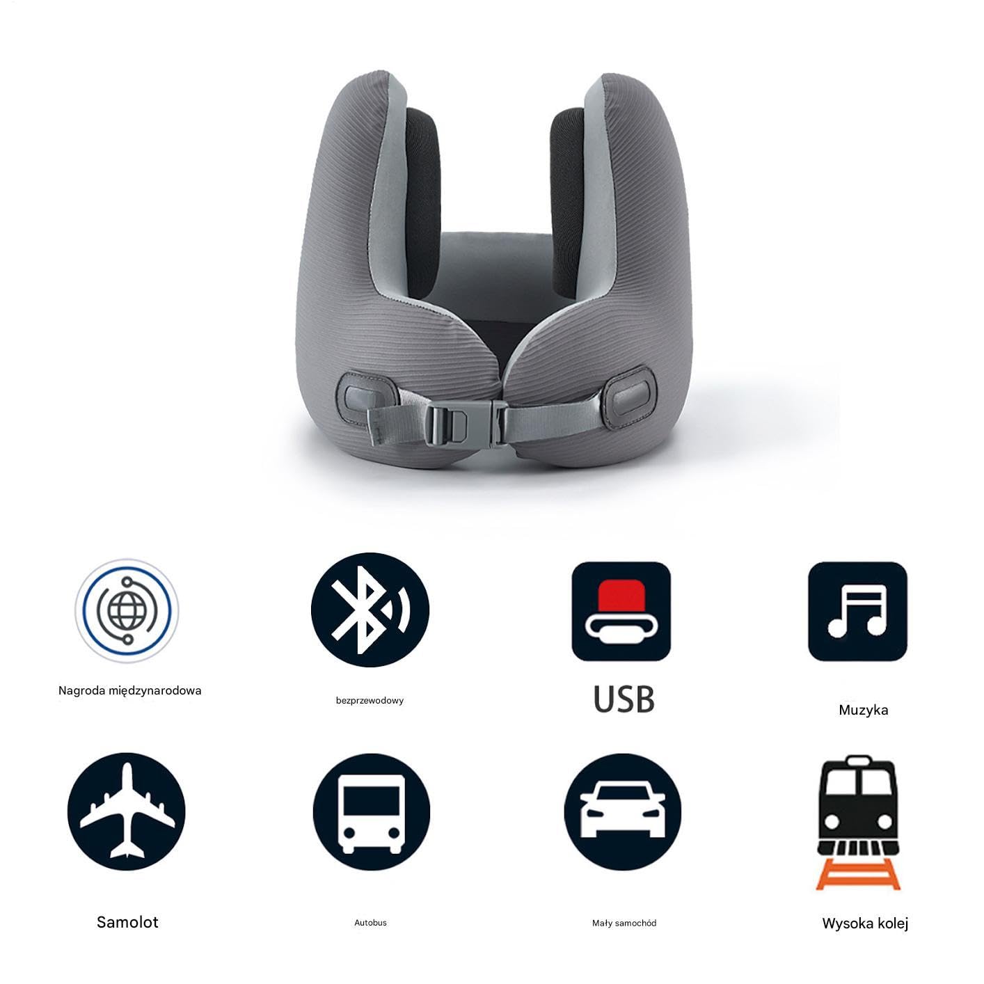 Poduszka Podróżna Szyjna Ergonomiczna Regulowana Klamra Redukcja Hałasu | Samolotowe Poduszki Do Spania Z Podparciem Szyi Akcesoria podróżne na samolot, auto, pociąg, kemping, do domu, dla dorosły