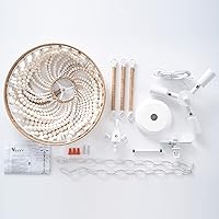 Vista 8 de VILUXY Candelabro bohemio con cuentas de madera de granja, lámpara colgante de cuentas de madera, Chandeleir colgante de 3 luces, candelabro rústico