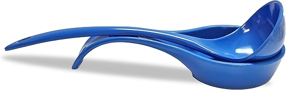 Reston Lloyd Kitchen Counter Utensil Spoon Rest, Ladles, Spaghetti Forks, Spatulas, Durable BPA-Free Plastic Dishwasher Safe, Decor, Space Saving Hanging Hole on Handle, Azure